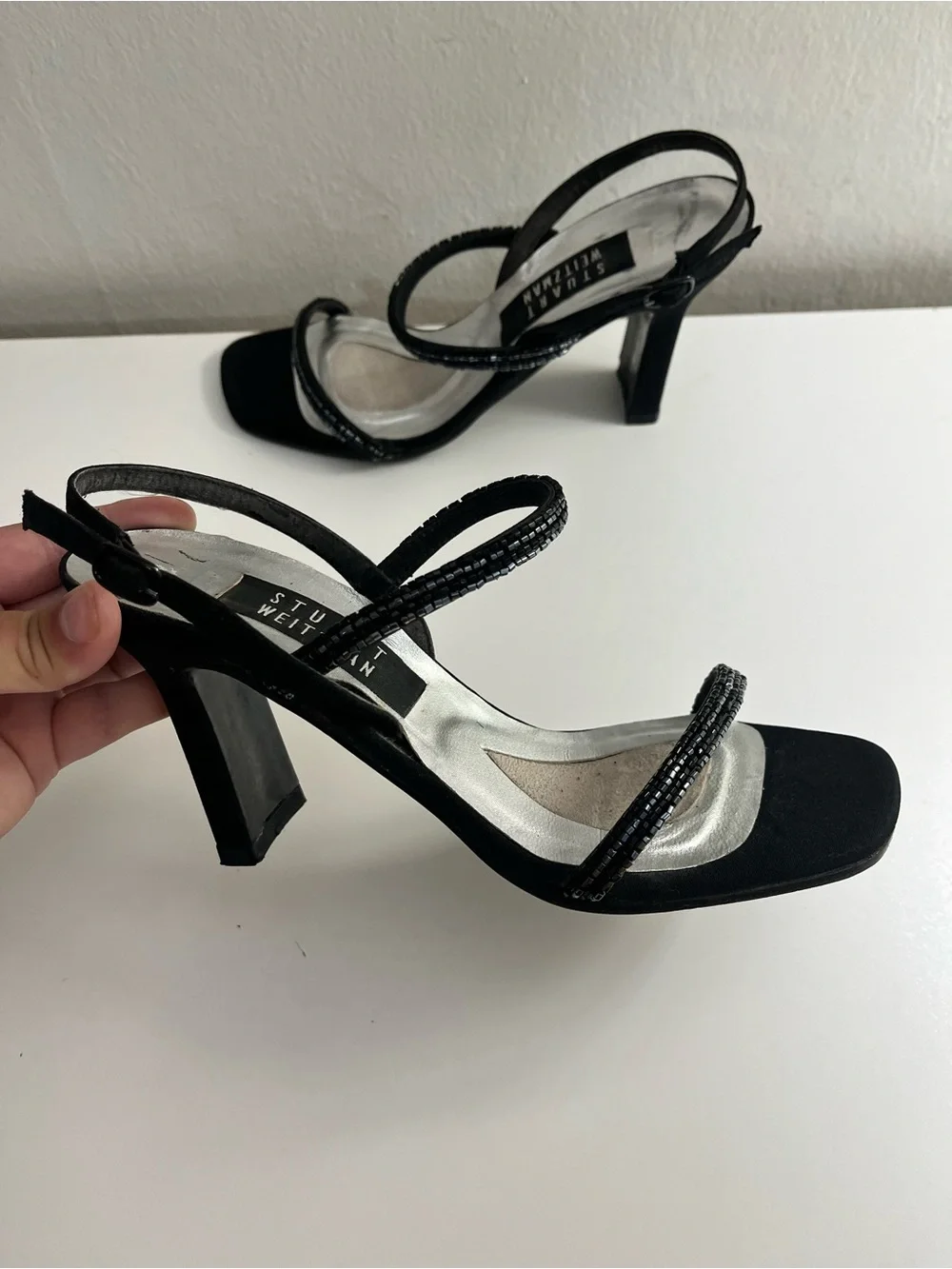 Vintage Y2K Stuart Weitzman Beaded Strappy Sandals Size 6